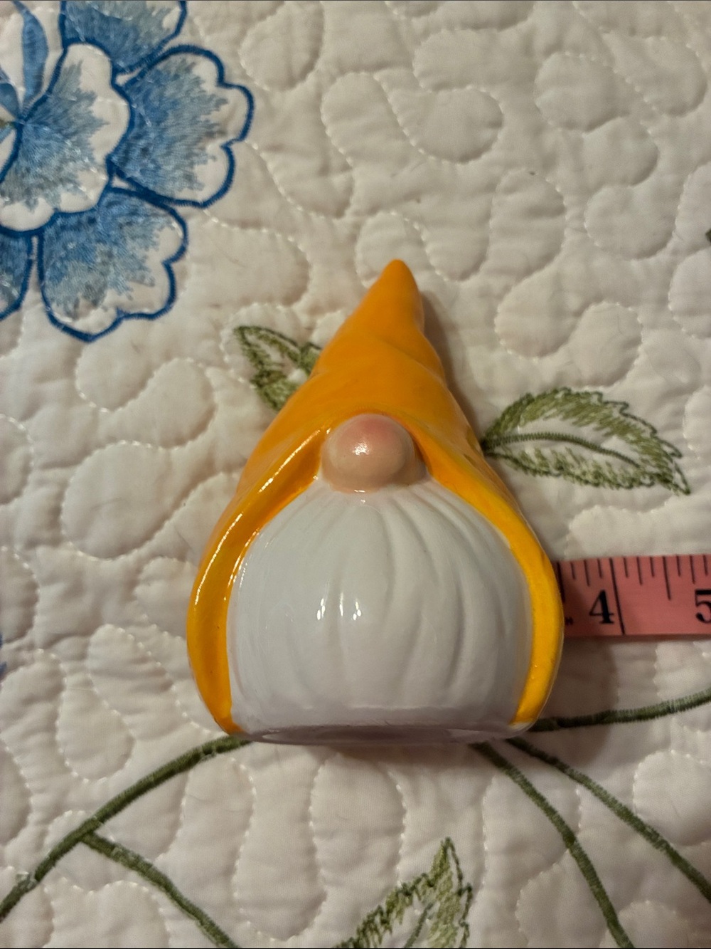 Small Yellow Ceramic Gnome Figurine - Picture 9 of 9